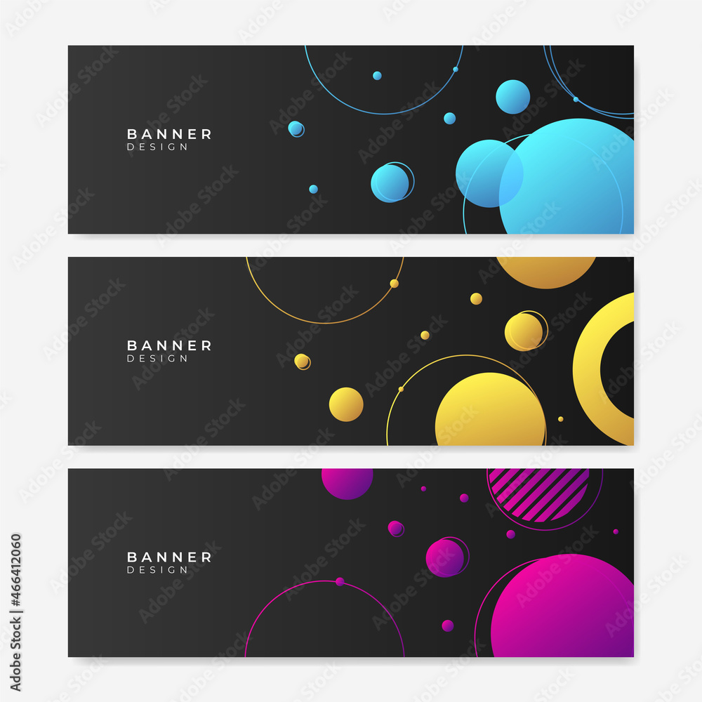 Colorful web banner with abstract geometric background. Collection of horizontal promotion banners with pastel gradient colors and abstract geometric backdrop. Header design. Vibrant coupon template.