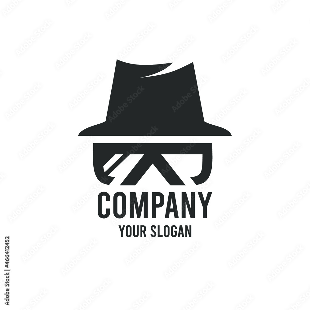 hat logo with sunglasses. classic style hat and glasses vector ...