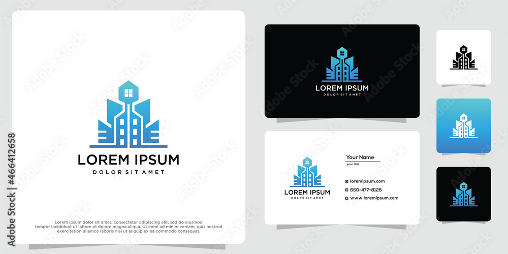 Modern architecture building real estate and business cards Modern architecture building real estate and business cards
