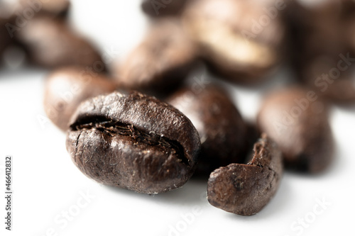 Coffee beans isolated on a white background.