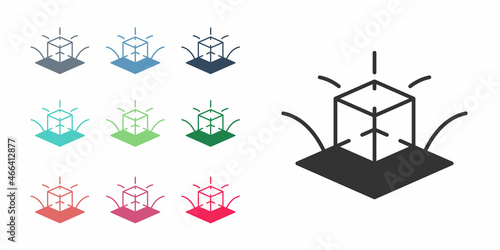 Black 3d modeling icon isolated on white background. Augmented reality or virtual reality. Set icons colorful. Vector