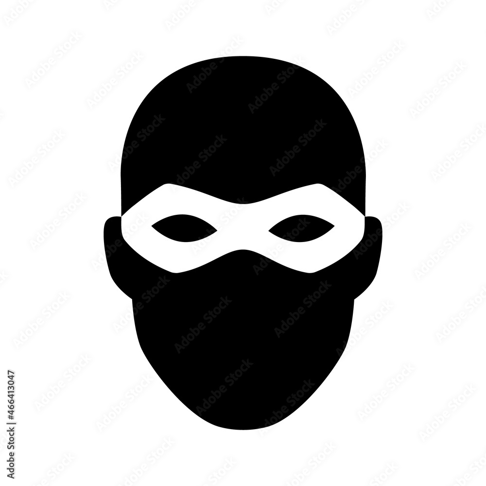 Thief with mask or stealth flat vector icon for games and websites Thief with mask or stealth flat vector icon for games and websites