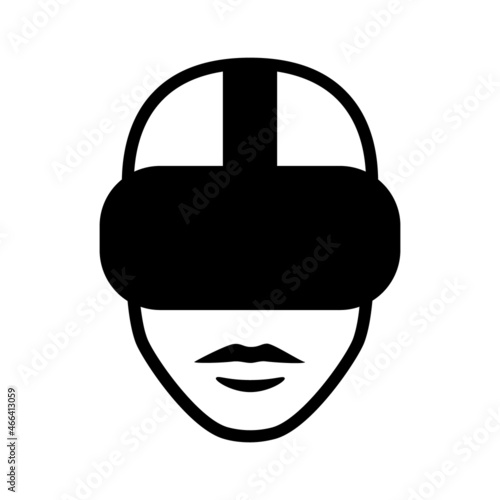 Person wearing virtual reality VR headset flat vector icon for apps and websites