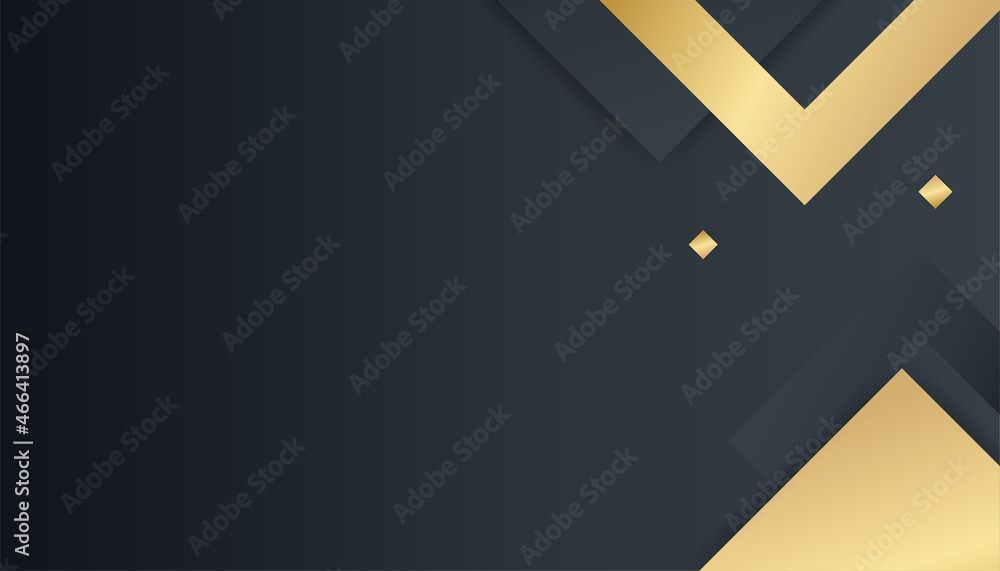 Fototapeta premium Abstract black and gold geometrics background. Abstract elegant template black and gold geometrics on dark background luxury style. For business brochure, poster, notebook, menu template