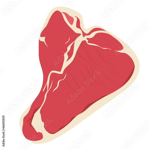 T-bone steak vector isolated. Fresh raw meat, delicious product. Uncooked red steak. Protein ingredient.