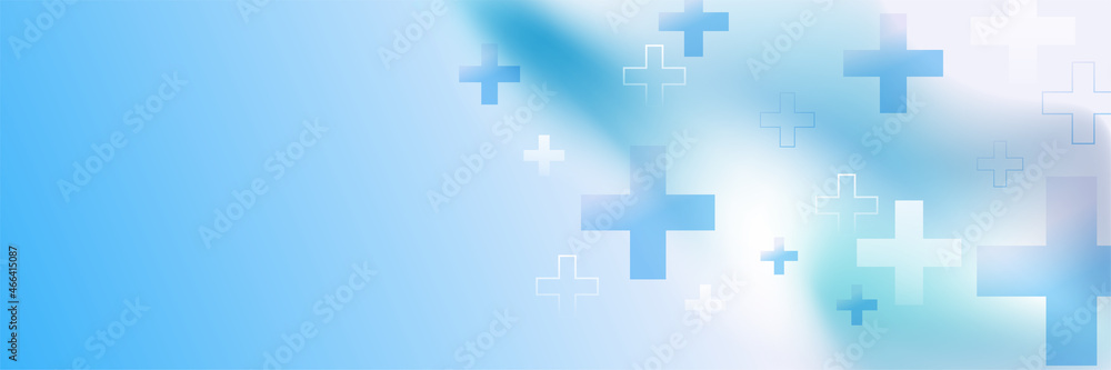 Abstract modern blue banner background design with health icons and symbols. Template design with concept and idea for healthcare technology, innovation medicine, health, science and research. Abstract modern blue banner background design with health icons and symbols. Template design with concept and idea for healthcare technology, innovation medicine, health, science and research.