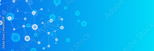 Abstract modern blue banner background design with health icons and symbols. Template design with concept and idea for healthcare technology, innovation medicine, health, science and research.