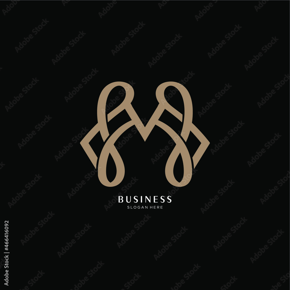 letter M elegant line. The letter M line pattern is luxurious and simple letter M elegant line. The letter M line pattern is luxurious and simple
