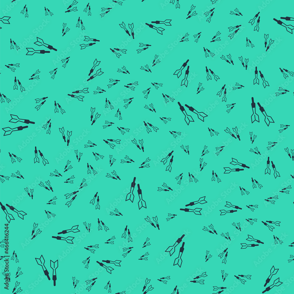 Black Dart arrow icon isolated seamless pattern on green background. Vector Black Dart arrow icon isolated seamless pattern on green background. Vector