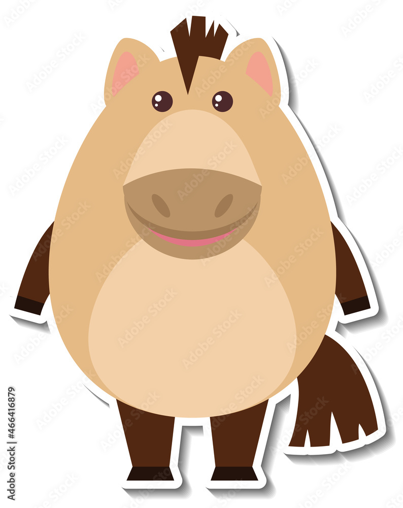 Obraz premium Chubby donkey animal cartoon sticker