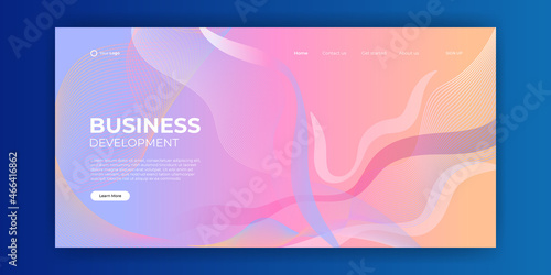 Trendy abstract design template with 3d flow shapes. Dynamic gradient composition. Applicable for landing pages, covers, brochures, flyers, presentations, banners. Vector illustration.