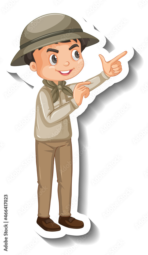 Boy wear safari outfit cartoon character sticker Boy wear safari outfit cartoon character sticker