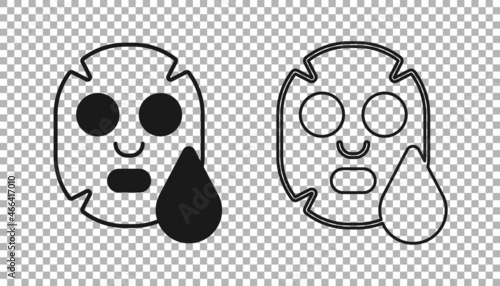 Black Facial cosmetic mask icon isolated on transparent background. Cosmetology, medicine and health care. Vector