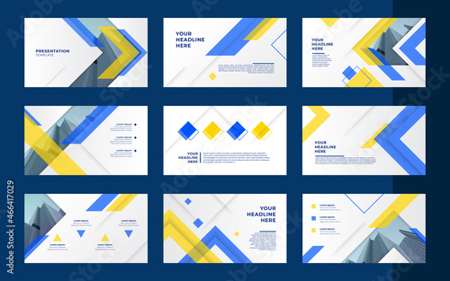 Minimal presentations design, portfolio vector templates with blue elements on white background. Multipurpose template for presentation slide, flyer leaflet, brochure cover, report, marketing.