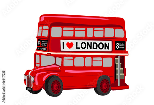фотография Vector illustration of a traditional British red double decker bus