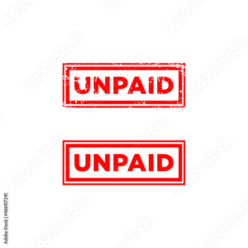 sign stamp on unpaid. rubber stamp unpaid sign.
grunge and flat design models. red rubber stamp vector on white background
