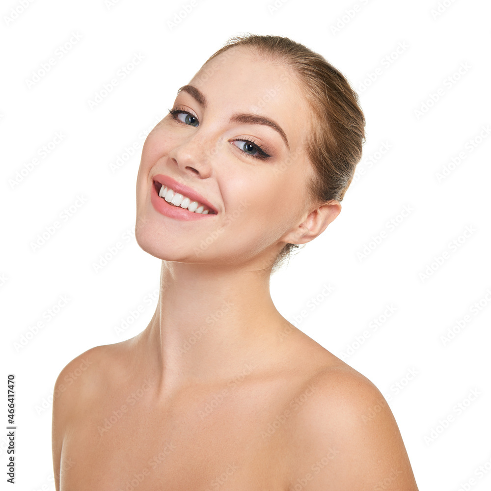 Young attractive woman posing at studio and happy smiling over white background. Beautiful girl with perfect smile. Young attractive woman posing at studio and happy smiling over white background. Beautiful girl with perfect smile.