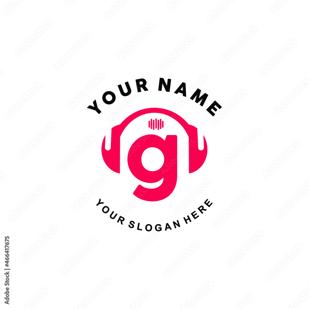logo letter G music. vector illustration of letter G and headset icon with tone graphic. suitable for application logos, music studios, music industry and others logo letter G music. vector illustration of letter G and headset icon with tone graphic. suitable for application logos, music studios, music industry and others