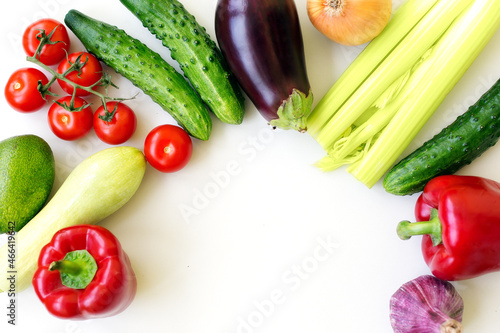 fresh vegetables on a white background, proper nutrition, health care, dietary nutrition, vegetarianism