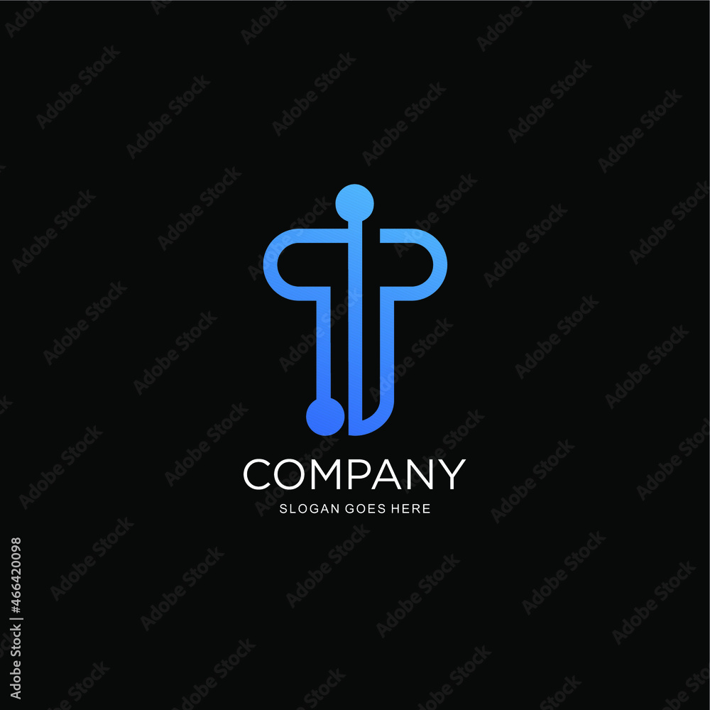 letter T logo and Data. Vector illustration of letter T with data connection. letter T logo and Data. Vector illustration of letter T with data connection.