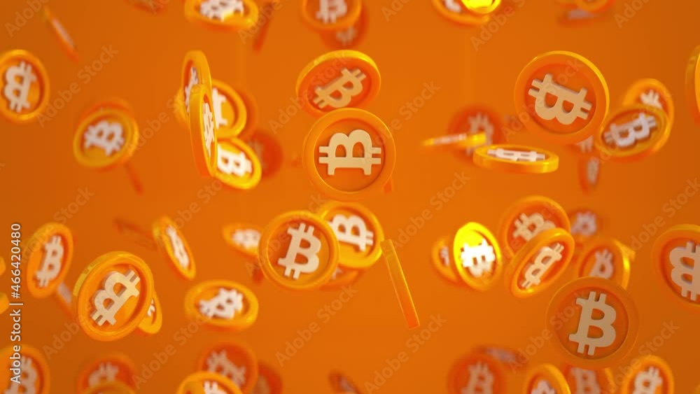 Bitcoins rainfall. Seamless loop 3D render animation Bitcoins rainfall. Seamless loop 3D render animation