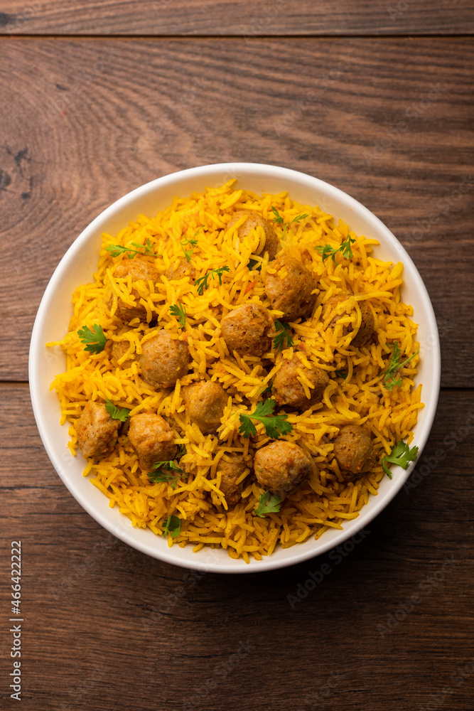 Soya Chunk Pulav or soy vadi pilaf Soya Chunk Pulav or soy vadi pilaf