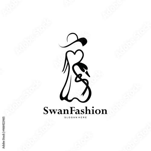 goose fashion. swan logo and women's fashion. fashion business creative concept, swan character