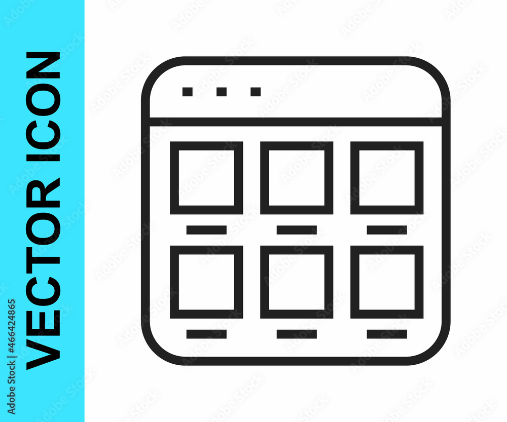 Black line Online shopping on screen icon isolated on white background. Concept e-commerce, e-business, online business marketing. Vector Black line Online shopping on screen icon isolated on white background. Concept e-commerce, e-business, online business marketing. Vector