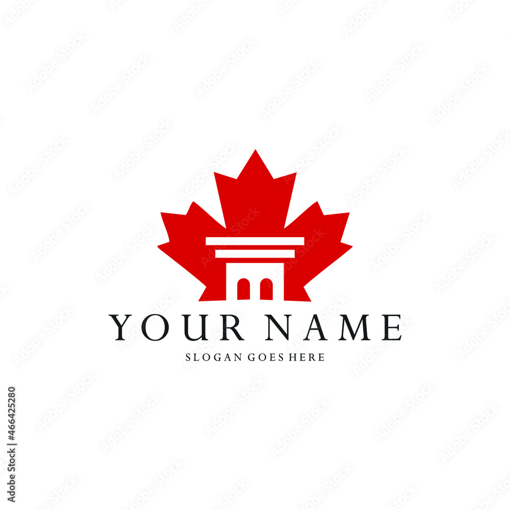 maple leaf logo and pillar. combination of abstract and maple and pillar negative space concept. perfect for legal logos, legal protection, lawyers in canada maple leaf logo and pillar. combination of abstract and maple and pillar negative space concept. perfect for legal logos, legal protection, lawyers in canada
