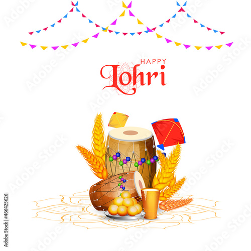 Vector illustration of Happy Lohri holiday background for Punjabi festival.