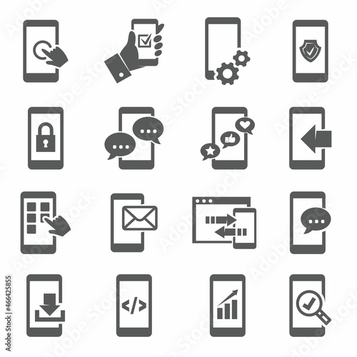 Mobile apps icons set on white background
