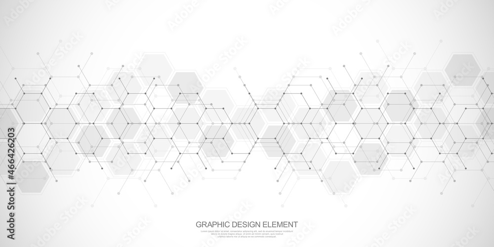 Obraz premium Abstract background and design element with hexagons pattern and geometric shapes for your drafting
