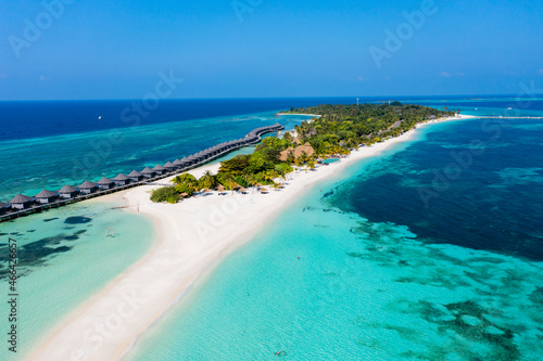 Scenic view of villa houses at Kuredu, Maldives photo