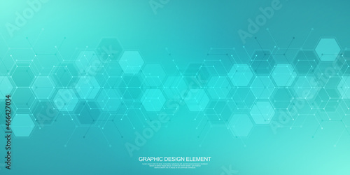 Abstract design element with geometric background and hexagons shape pattern