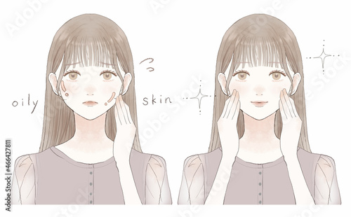 脂性肌（オイリー肌）に悩む女性のビフォーアフター