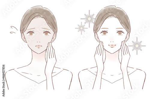 日焼け・くすみに悩む女性のビフォーアフター