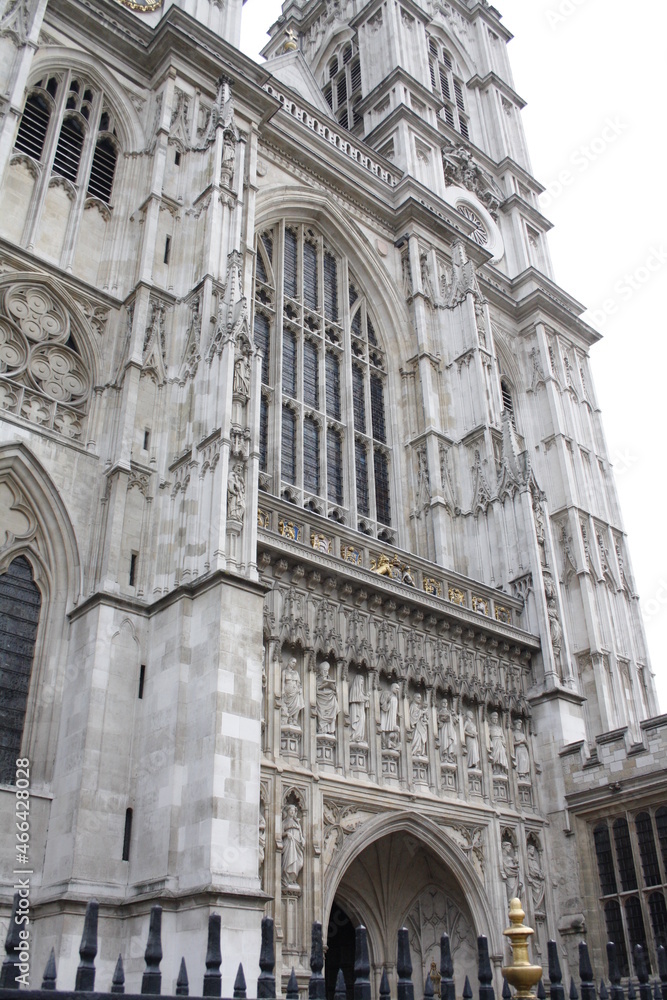 the facade of Westminster Abbey, London, UK.