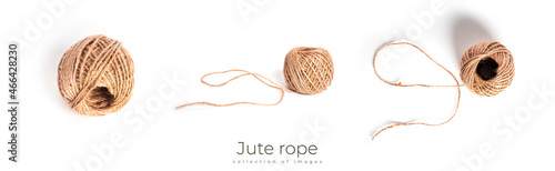 Jute rope isolated on a white background. Hemp rope.