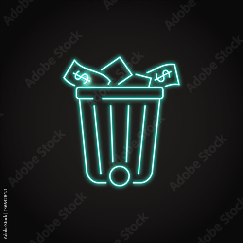 Neon waste of money icon in line style