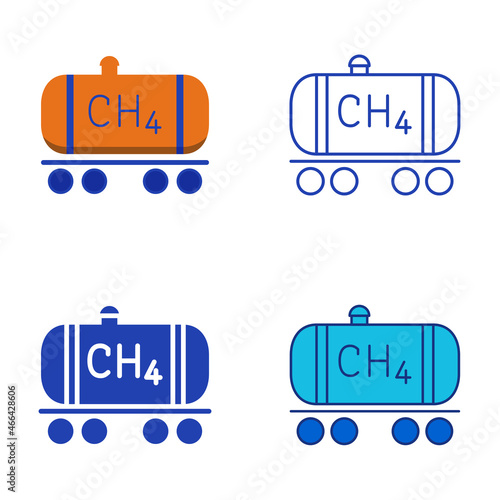 Methane gas icon set in flat and line style