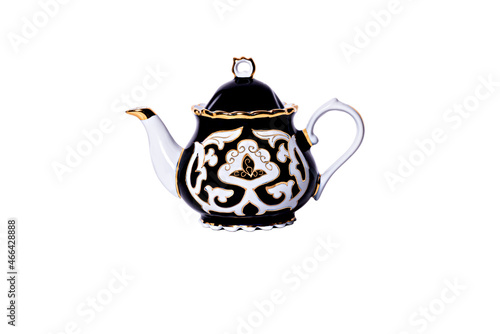 Uzbek Asian dishes. National ornaments on earthenware