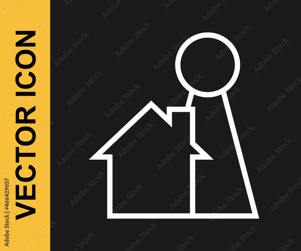 White line Chip for board game icon isolated on black background. Vector White line Chip for board game icon isolated on black background. Vector