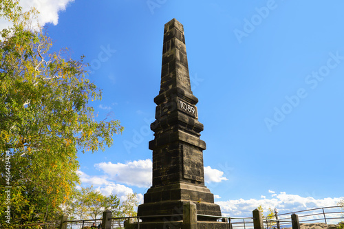 The Wettin-Obelisk (a memorial pillar) on mountain Lilienstein, Saxon Switzerland - Germany