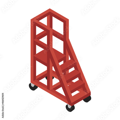 Rolling Safety Ladder Vector Illustration. Storage equipment.