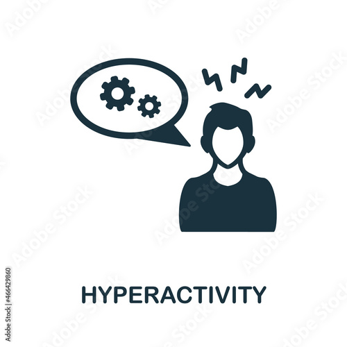 Hyperactivity icon. Monochrome sign from psychotherapy collection. Creative Hyperactivity icon illustration for web design, infographics and more