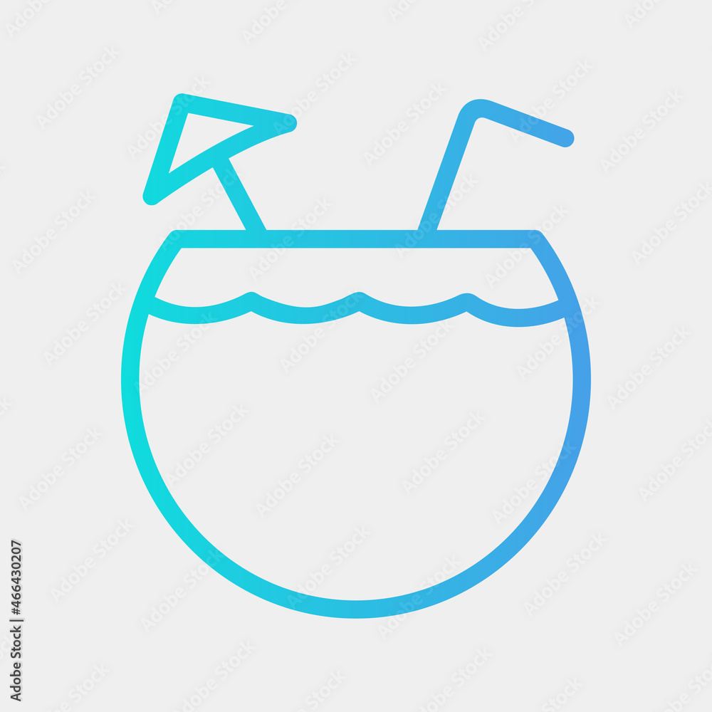 Coconut icon vector illustration in gradient style about summer, use for website mobile app presentation Coconut icon vector illustration in gradient style about summer, use for website mobile app presentation