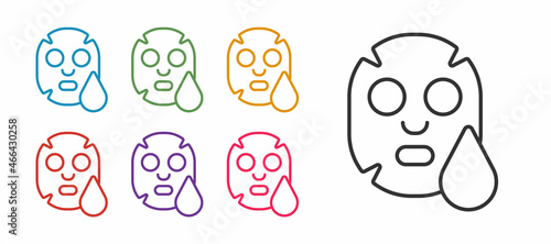 Set line Facial cosmetic mask icon isolated on white background. Cosmetology, medicine and health care. Set icons colorful. Vector