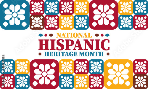 National Hispanic Heritage Month in United States. Celebrate annual in September and October. Latin American and Hispanic ethnicity culture. National fabric vector textures. Traditional festival
