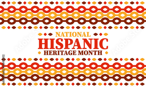 National Hispanic Heritage Month in United States. Celebrate annual in September and October. Latin American and Hispanic ethnicity culture. National fabric vector textures. Traditional festival