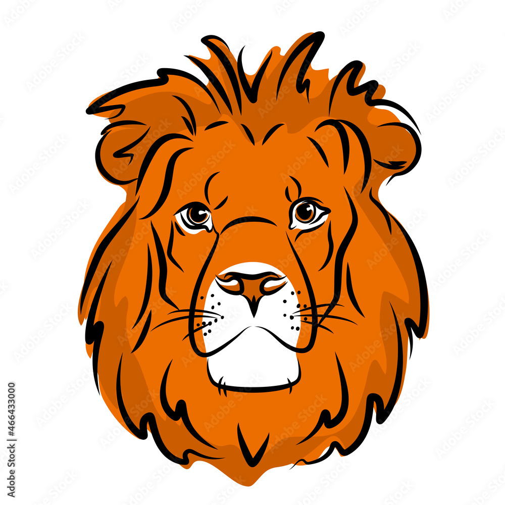 vector color wild big animal royal symbol danger lion drawing portrait strong king gold fur 